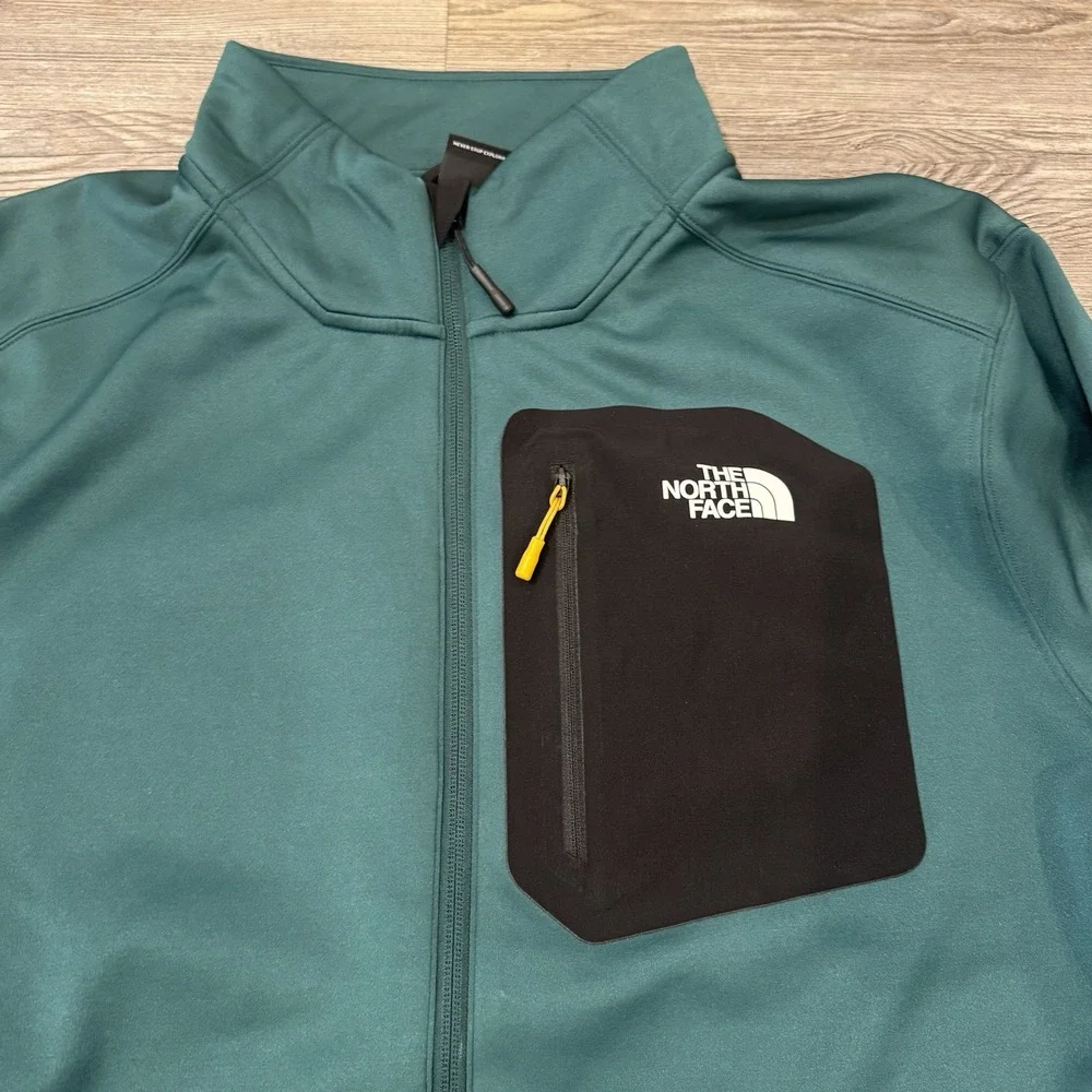 The North Face Crest Full Zip Fleece Jacket Men's XXL Blue NF0A897C Chest Pocket